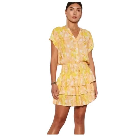 Tart Kalli Sunset Cloud Ruffle Mini Dress Women’s Yellow Size Small - Picture 1 of 7